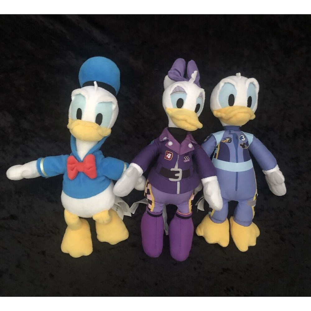 Disney Junior Roadster Race Daisy Duck Stuffed Animal Plush w/ Donald Lot Of 3